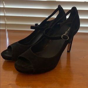 Via Spiga Black Suede Platform Heels
